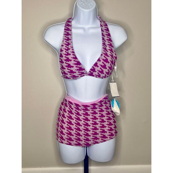 Wet Swimwear Jordan Houndstooth Bikini Top & Bikini Bottom Set Purple Small NWT - Picture 3 of 7